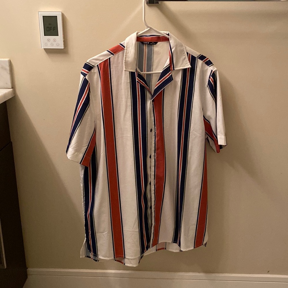 Striped short sleeve button down